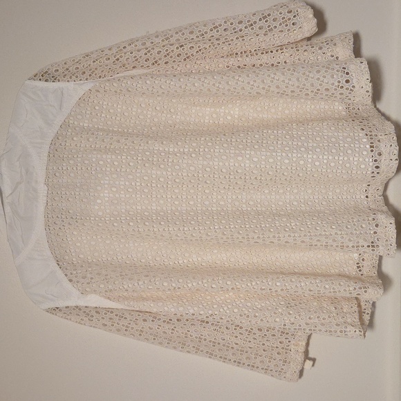 Anthropologie Hei Hei Women Ivory Cream Eyelet Swing Windbreaker Jacket Sz L euc - Picture 4 of 6